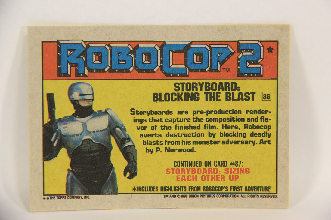 RoboCop 2 Topps 1990 Trading Card #86 Storyboard - Blocking The Blast ENG L017315