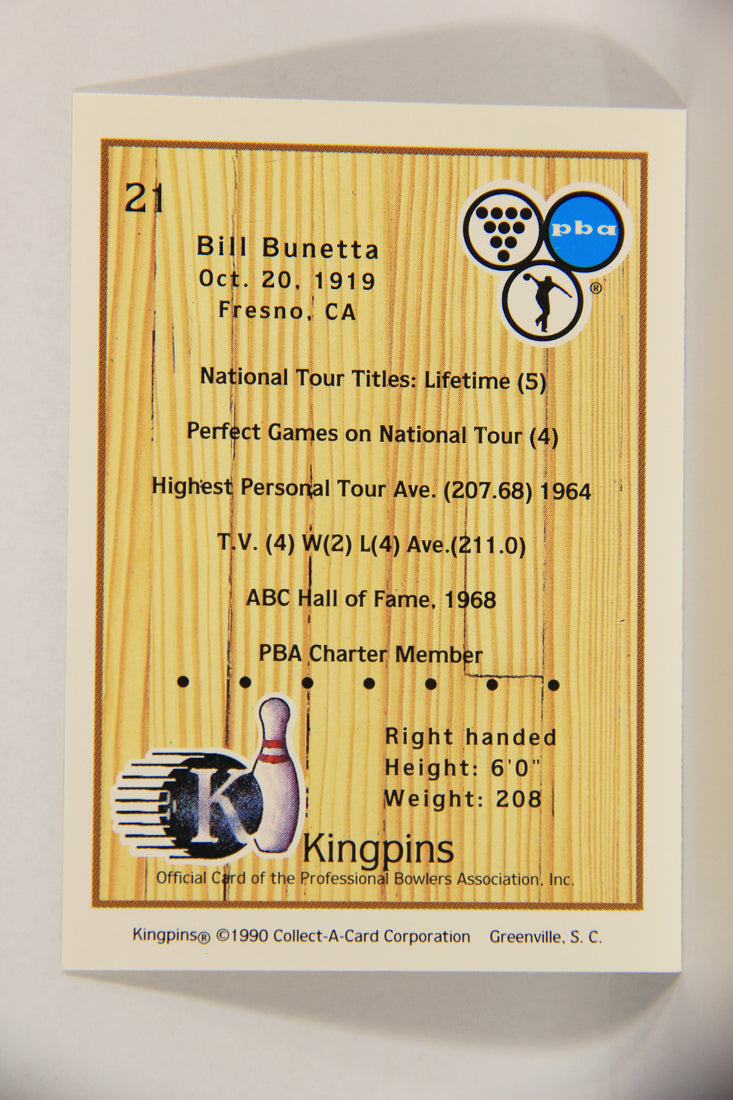 Kingpins Bowling 1990 Trading Card #21 Bill Bunetta ENG L017338