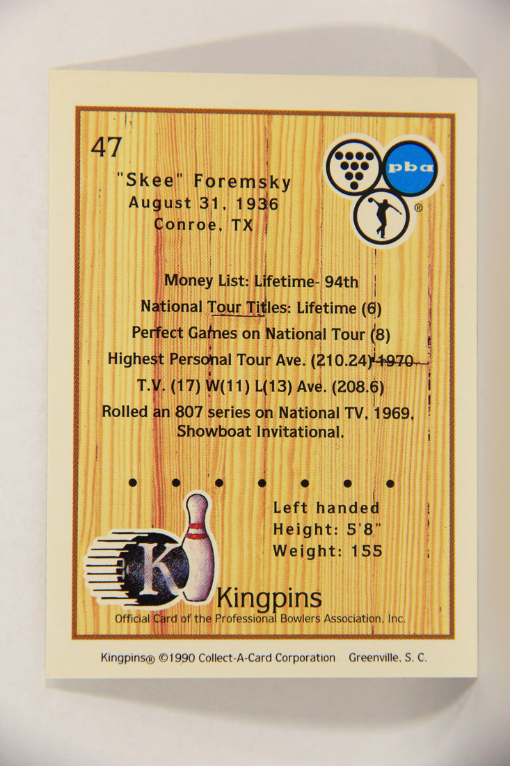 Kingpins Bowling 1990 Trading Card #47 Skee Foremsky ENG L017364