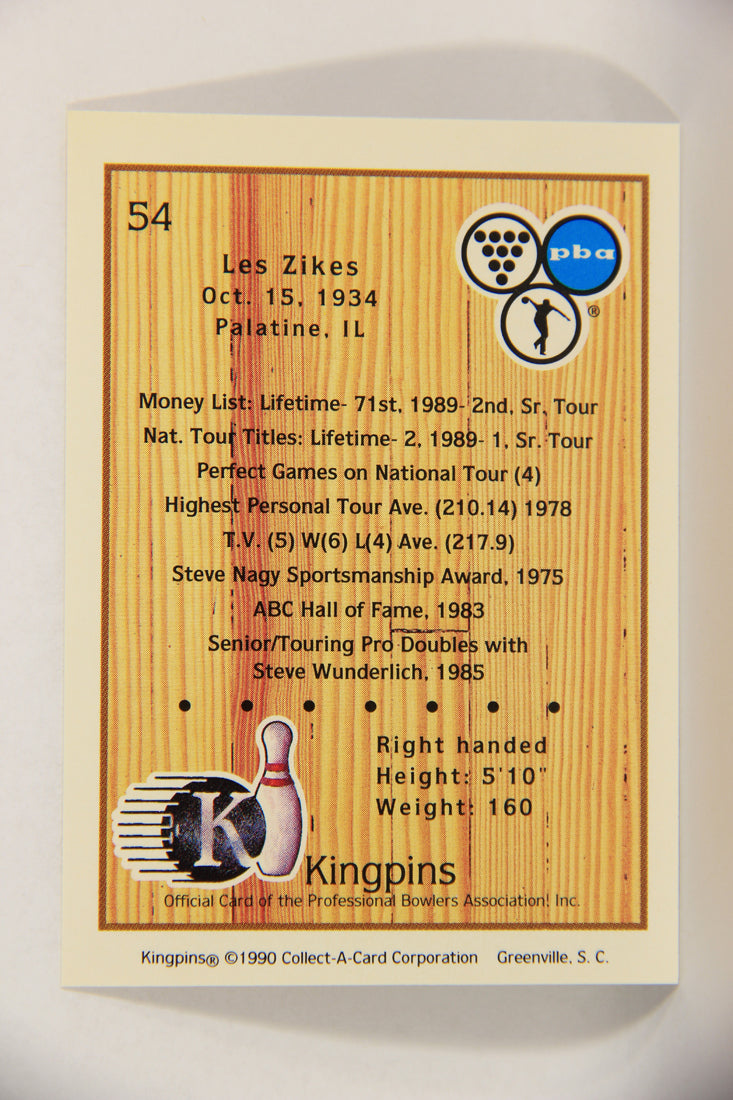Kingpins Bowling 1990 Trading Card #54 Les Zikes ENG L017371