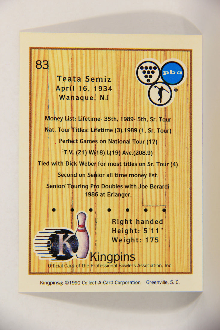 Kingpins Bowling 1990 Trading Card #83 Teata Semiz ENG L017400