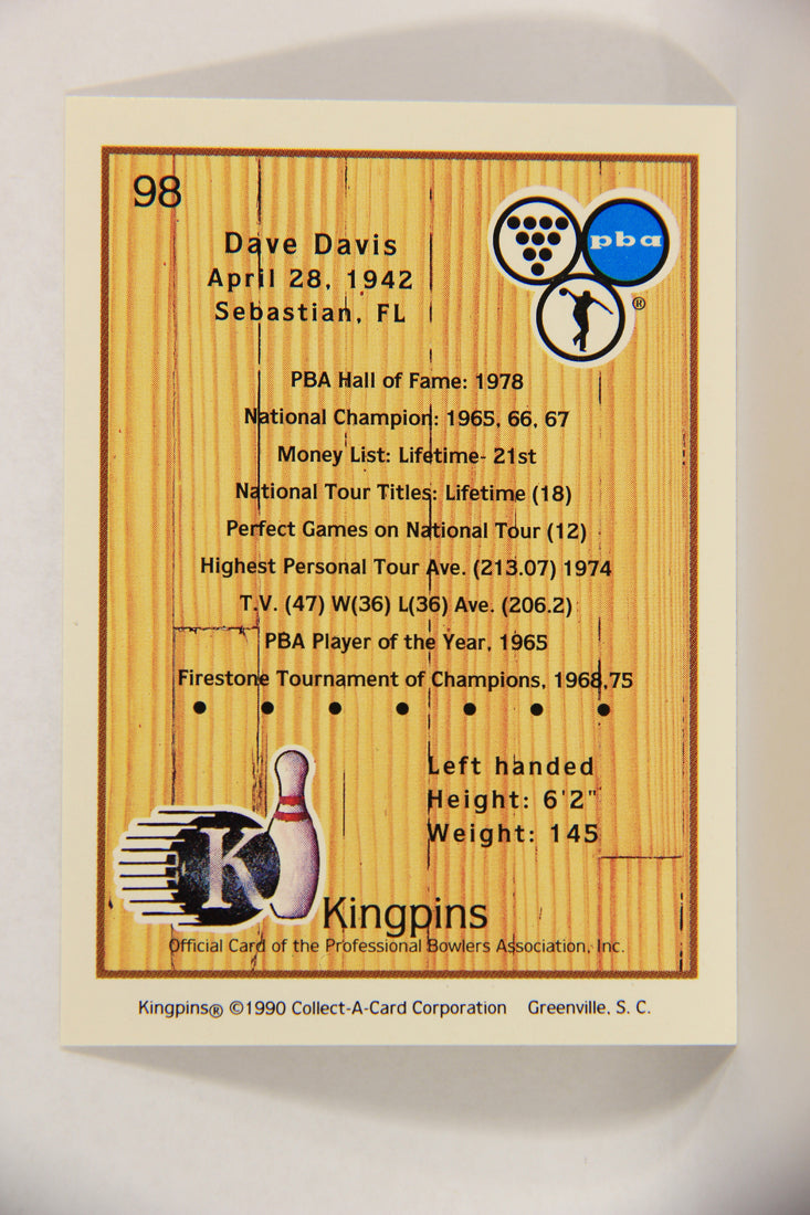 Kingpins Bowling 1990 Trading Card #98 Dave Davis ENG L017415