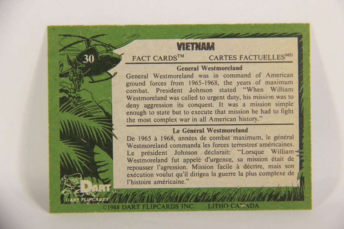 Vietnam Fact Cards 1988 Trading Card #30 General Westmoreland FR-ENG Artwork L017447
