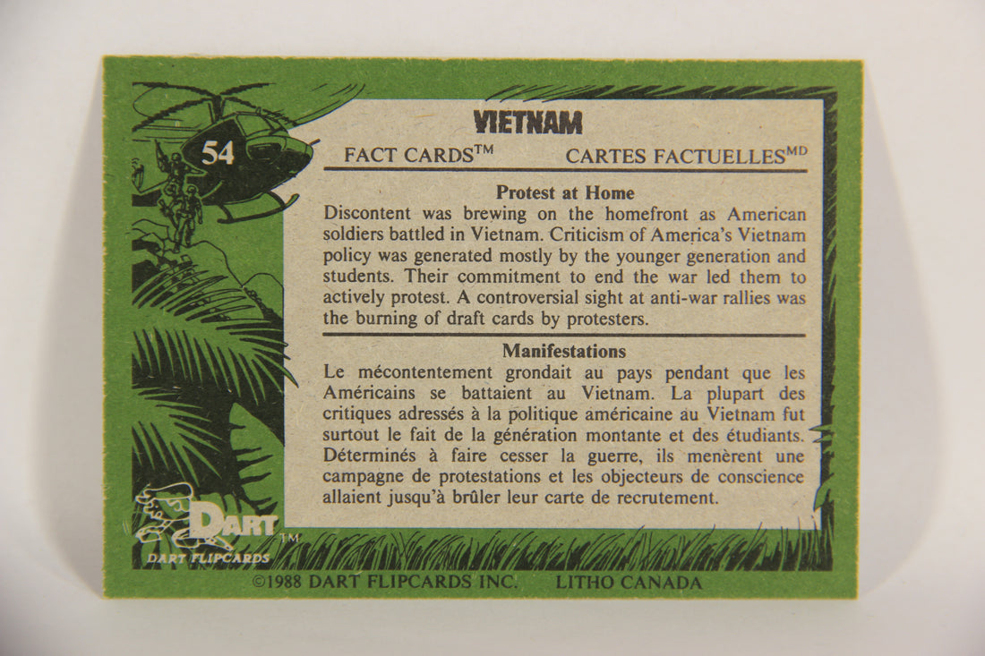 Vietnam Fact Cards 1988 Trading Card #54 Protest At Home FR-ENG Artwork L017471