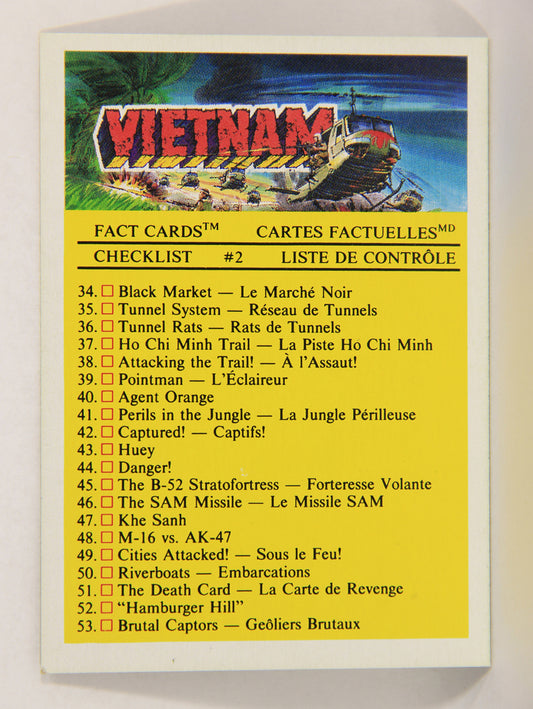 Vietnam Fact Cards 1988 Trading Card #66 Checklist #2 FR-ENG Unused L017483