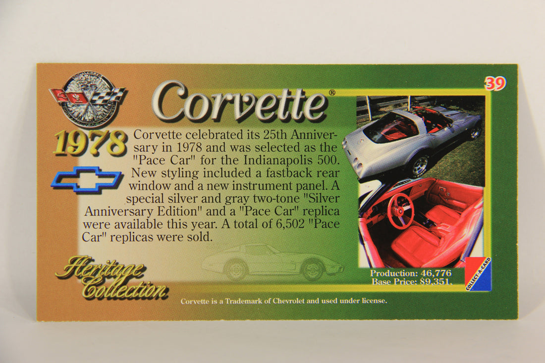 Corvette Heritage Collection 1996 Trading Card #39 - 1978 Coupe L017595