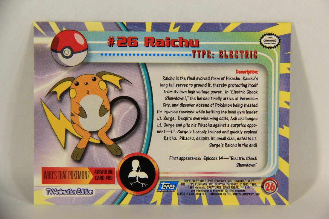 Pokémon Card Raichu #26 TV Animation Blue Logo 1st Print ENG L017635