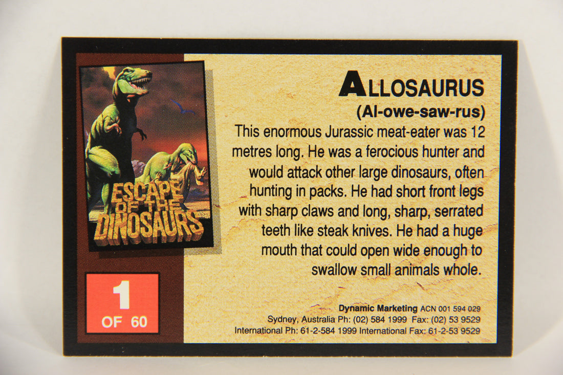 Escape Of The Dinosaurs 1993 Trading Card #1 Allosaurus ENG L017686