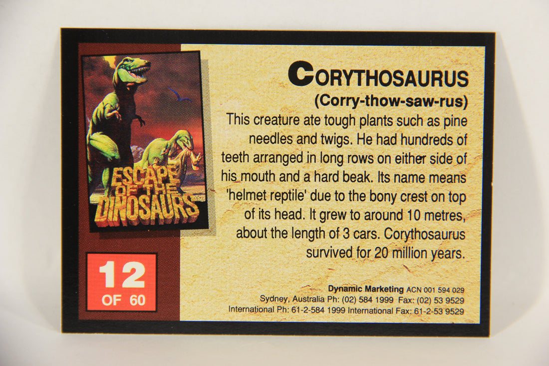 Escape Of The Dinosaurs 1993 Trading Card #12 Corythosaurus ENG L017697