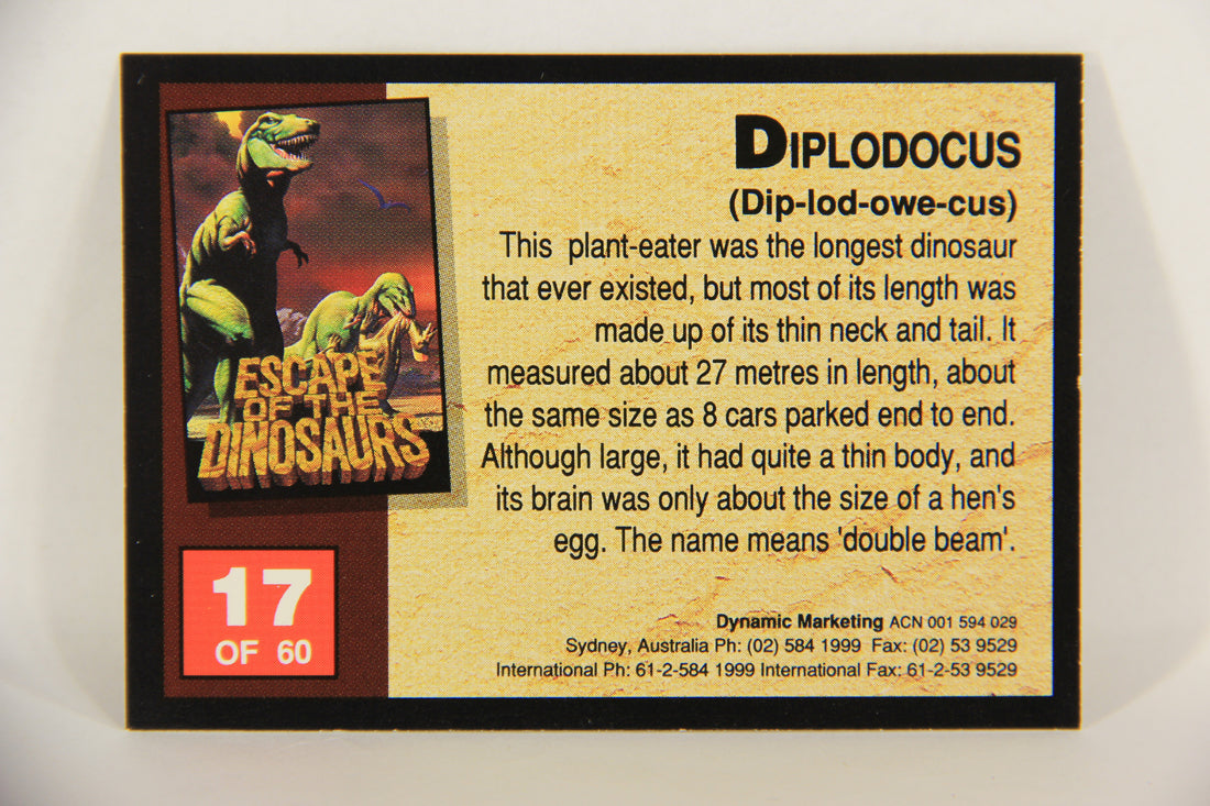 Escape Of The Dinosaurs 1993 Trading Card #17 Diplodocus ENG L017702