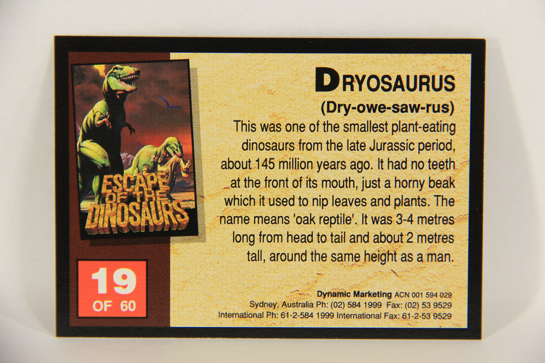 Escape Of The Dinosaurs 1993 Trading Card #19 Dryosaurus ENG L017704