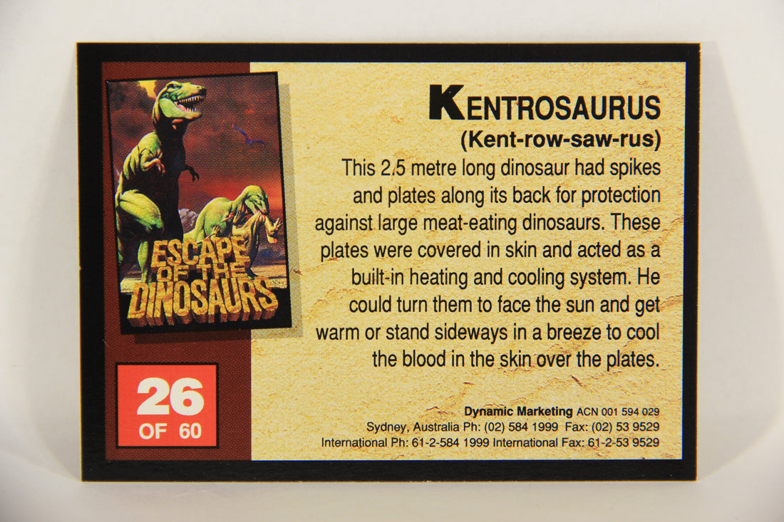 Escape Of The Dinosaurs 1993 Trading Card #26 Kentrosaurus ENG L017711