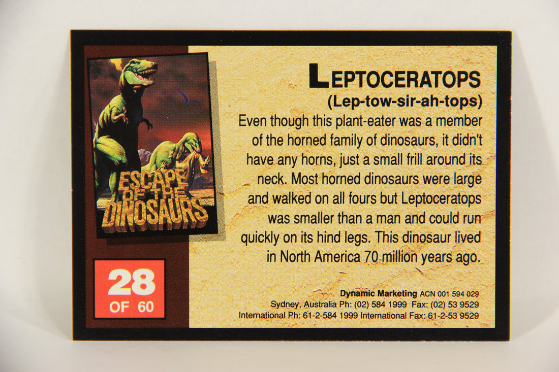 Escape Of The Dinosaurs 1993 Trading Card #28 Leptoceratops ENG L017713