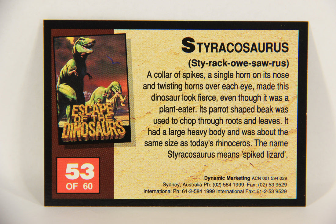 Escape Of The Dinosaurs 1993 Trading Card #53 Styracosaurus ENG L017738