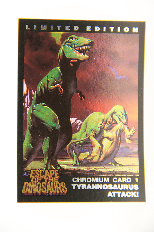 Escape Of The Dinosaurs 1993 Trading Card Chromium #1 Tyrannosaurus Attack ENG L017745
