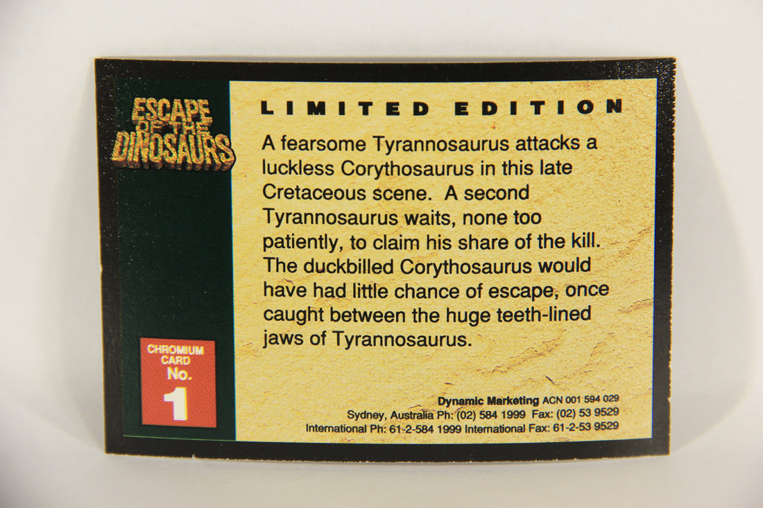 Escape Of The Dinosaurs 1993 Trading Card Chromium #1 Tyrannosaurus Attack ENG L017745
