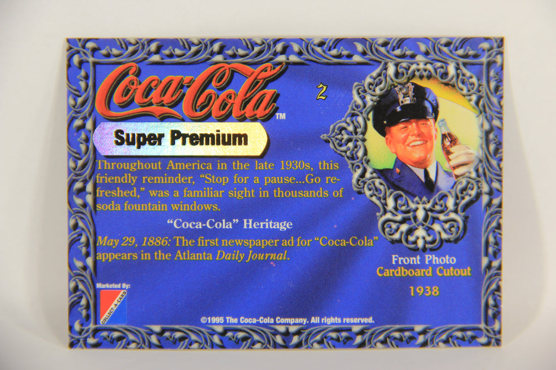 Coca-Cola Super Premium 1995 Trading Card #2 Cardboard Cutout 1938 L017752