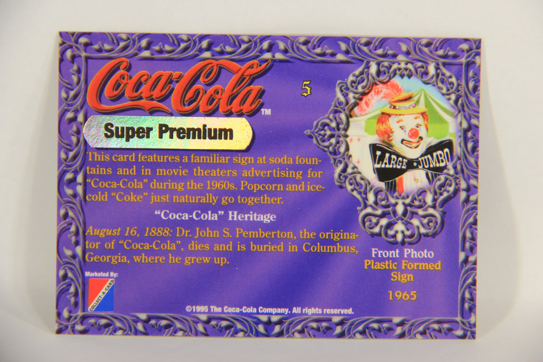 Coca-Cola Super Premium 1995 Trading Card #5 Plastic Formed Sign 1965 L017755