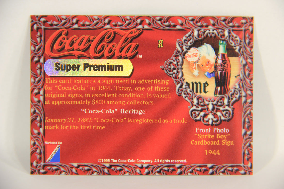 Coca-Cola Super Premium 1995 Trading Card #8 Sprite Boy Cardboard Sign 1944 L017758