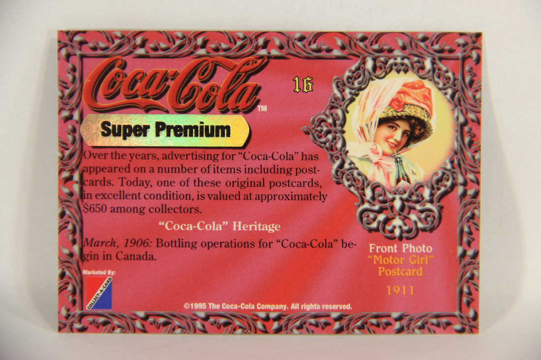 Coca-Cola Super Premium 1995 Trading Card #16 Motor Girl Postcard 1911 L017766