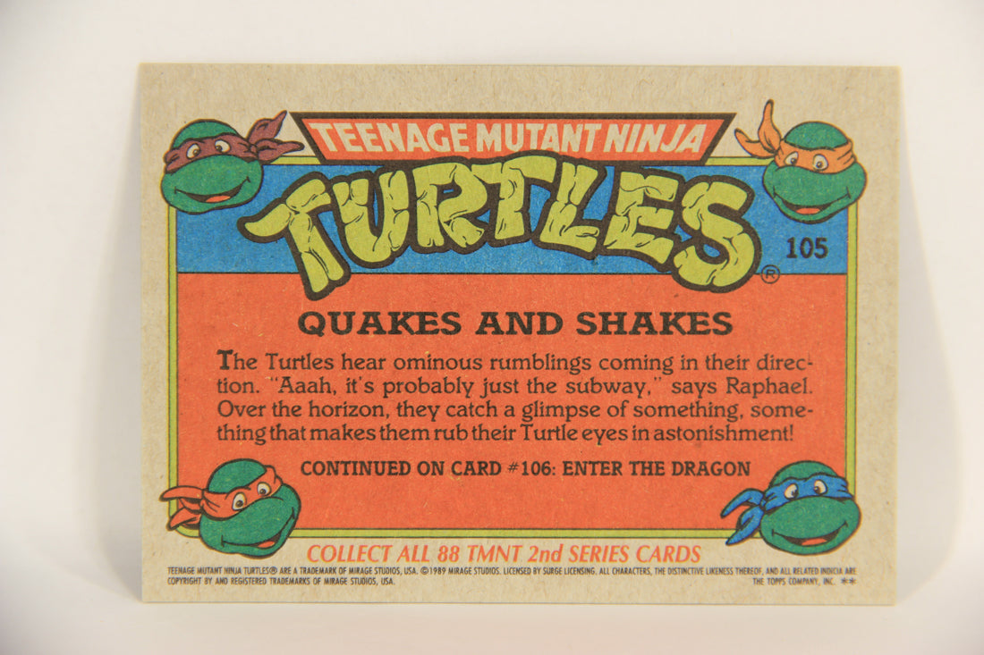 Teenage Mutant Ninja Turtles 2nd Series 1989 Trading Card #105 Quakes And Shakes L017827