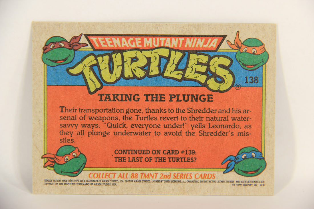 Teenage Mutant Ninja Turtles 2nd Series 1989 Trading Card #138 Taking The Plunge L017860