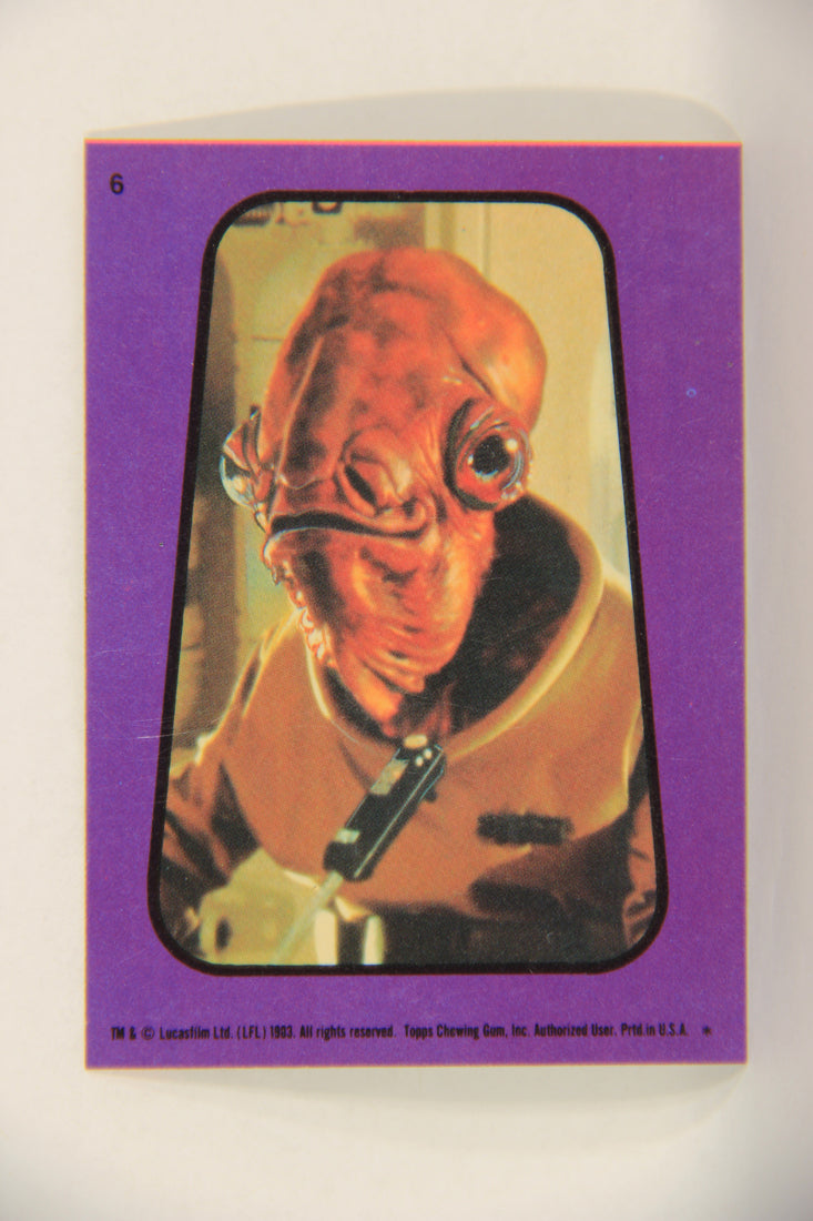 Star Wars ROTJ 1983 Topps Sticker Trading Card #6 Admiral Ackbar - Purple L017914