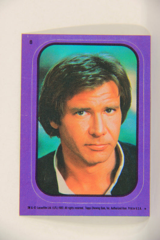 Star Wars ROTJ 1983 Topps Sticker Trading Card #8 Han Solo - Purple L017916