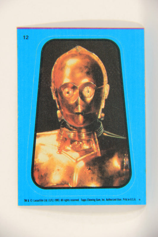 Star Wars ROTJ 1983 Topps Sticker Trading Card #12 C-3PO - Blue L017918