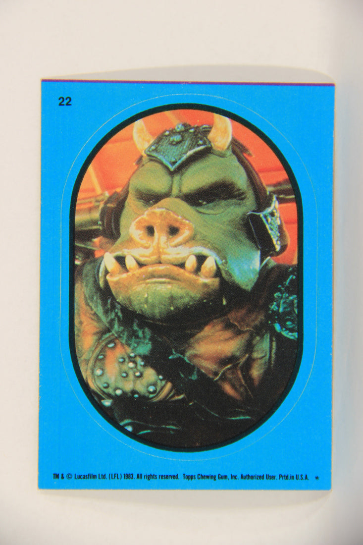 Star Wars ROTJ 1983 Topps Sticker Trading Card #22 Gamorrean Guard - Blue L017920