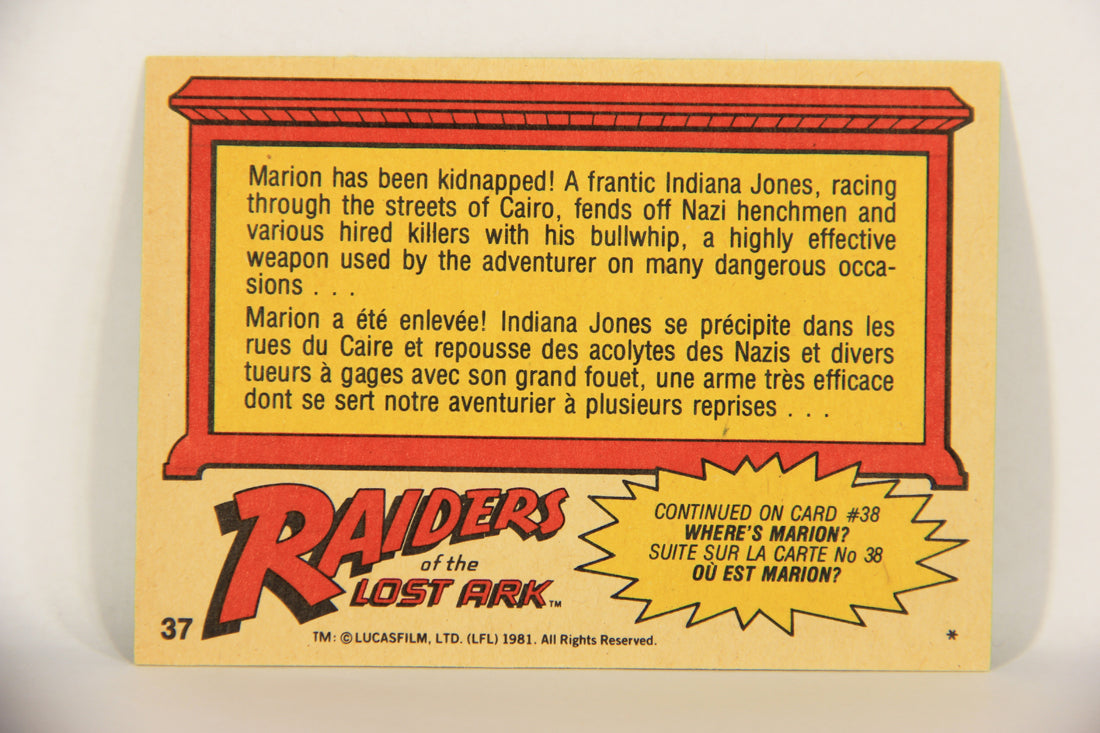 Raiders Of The Lost Ark 1981 Trading Card #37 Master Of The Bullwhip FR-ENG OPC L017963