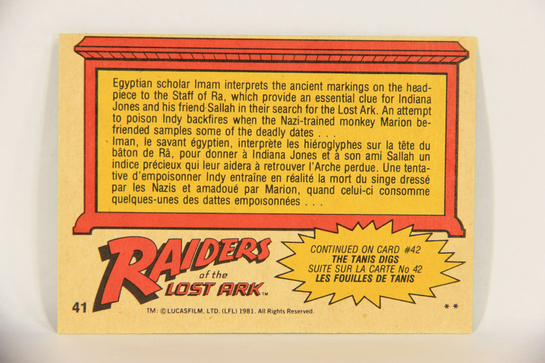 Raiders Of The Lost Ark 1981 Trading Card #41 A Valuable Clue For Indy FR-ENG OPC L017967