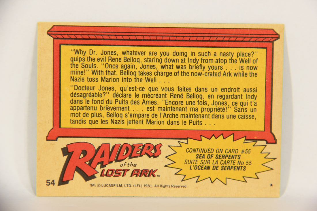 Raiders Of The Lost Ark 1981 Trading Card #54 Trapped By Belloq FR-ENG OPC L017980