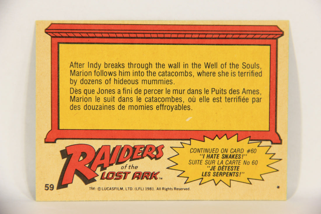 Raiders Of The Lost Ark 1981 Trading Card #59 Terror Of The Mummies FR-ENG OPC L017985