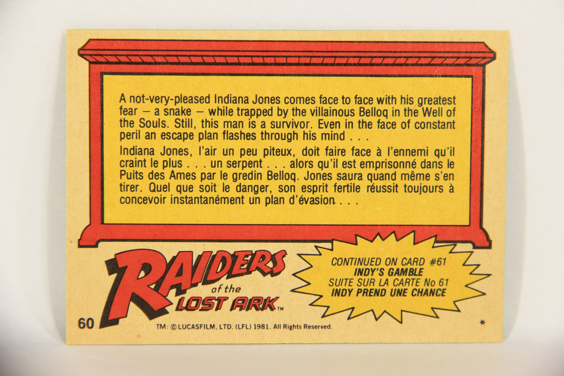 Raiders Of The Lost Ark 1981 Trading Card #60 I Hate Snakes FR-ENG OPC L017986