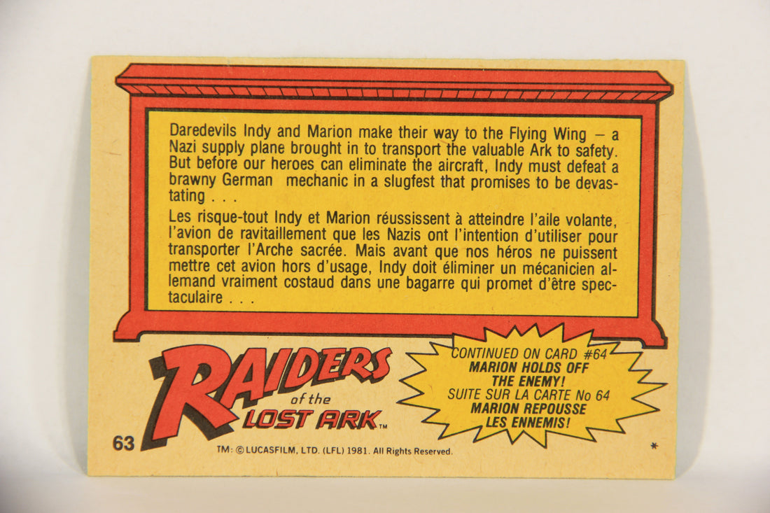Raiders Of The Lost Ark 1981 Trading Card #63 A Mountain Of Muscle FR-ENG OPC L017989