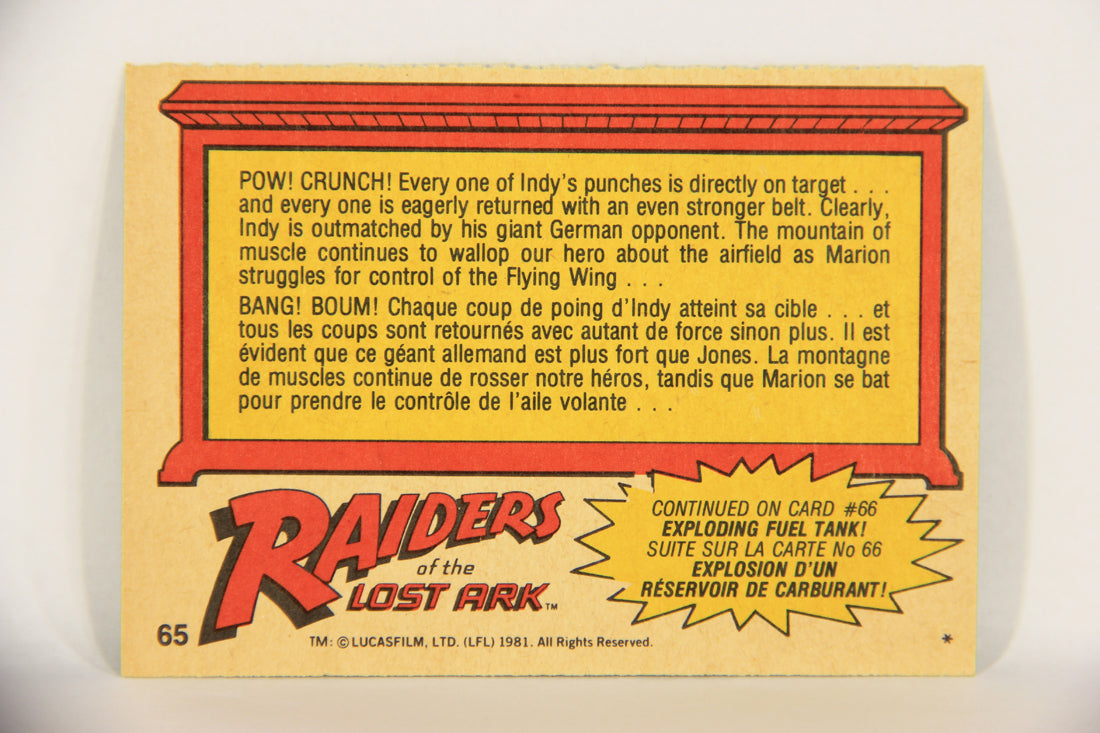 Raiders Of The Lost Ark 1981 Trading Card #65 Spectacular Brawl FR-ENG OPC L017991