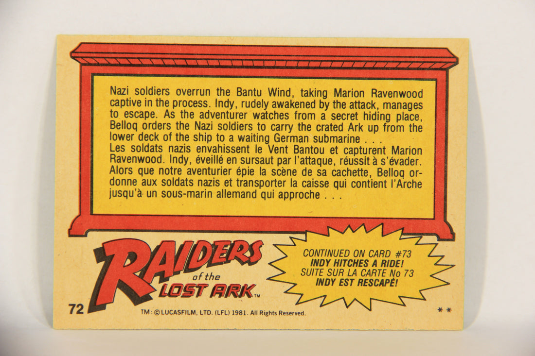 Raiders Of The Lost Ark 1981 Trading Card #72 Held At Gunpoint By The Nazis FR-ENG OPC L017998