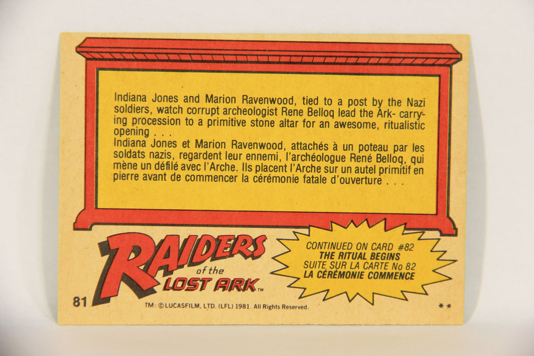 Raiders Of The Lost Ark 1981 Trading Card #81 The Way To The Altar FR-ENG OPC L018007