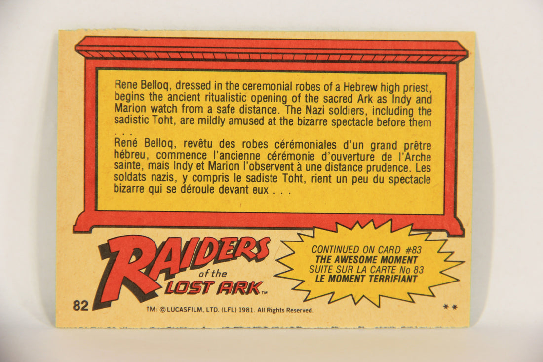 Raiders Of The Lost Ark 1981 Trading Card #82 The Awesome Moment FR-ENG OPC L018008