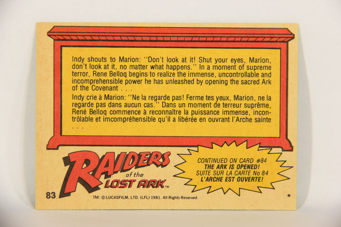 Raiders Of The Lost Ark 1981 Trading Card #83 The Awesome Moment FR-ENG OPC L018009