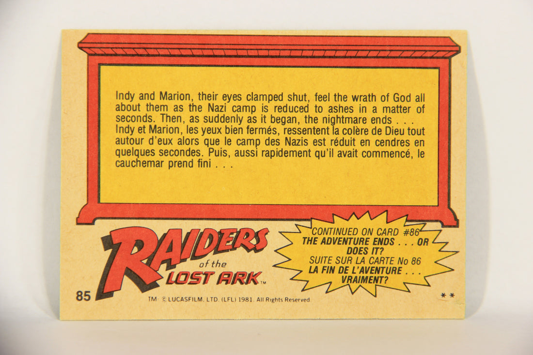 Raiders Of The Lost Ark 1981 Trading Card #85 The Power Of God FR-ENG OPC L018011