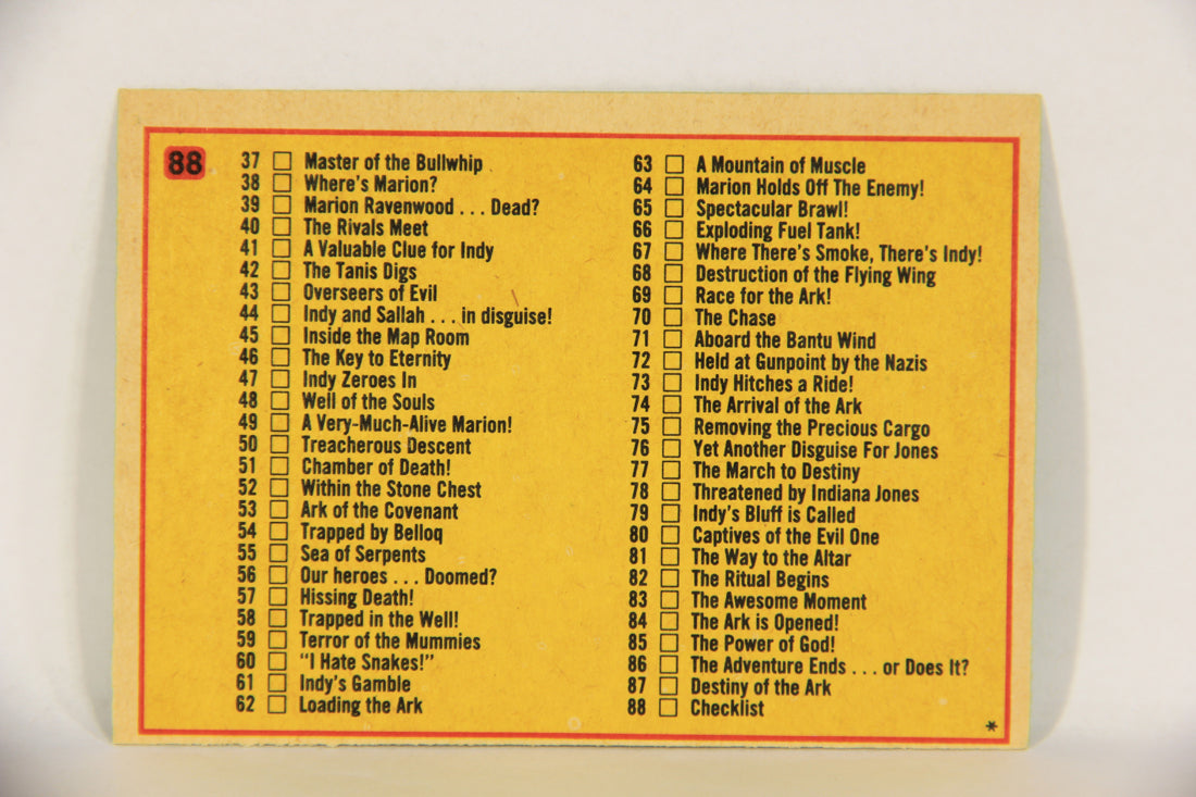 Raiders Of The Lost Ark 1981 Trading Card #88 Checklist FR-ENG O-Pee-Chee L018014