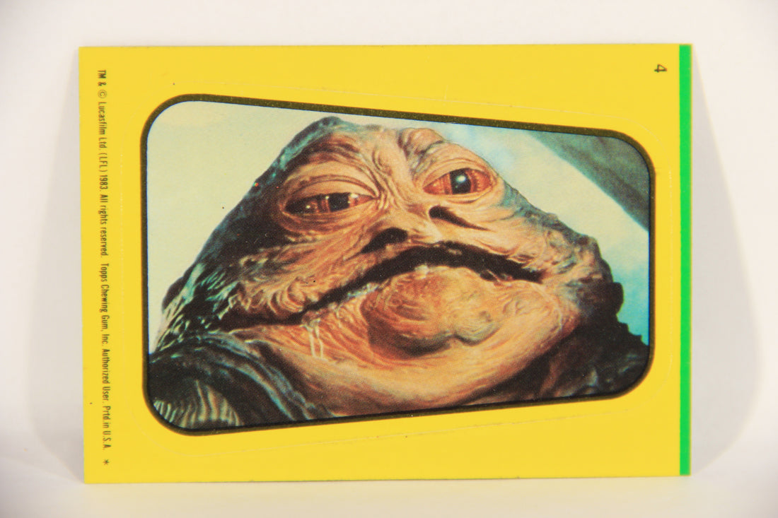 Star Wars ROTJ 1983 Topps Sticker Trading Card #4 Jabba The Hutt - Yellow - Faulty L018017