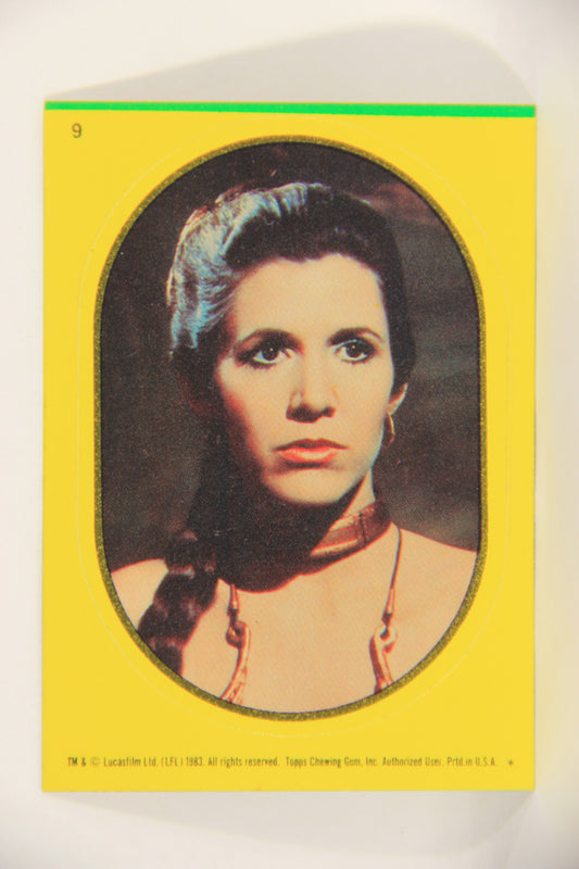 Star Wars ROTJ 1983 Topps Sticker Trading Card #9 Leia Slave Outfit - Yellow - Faulty L018018