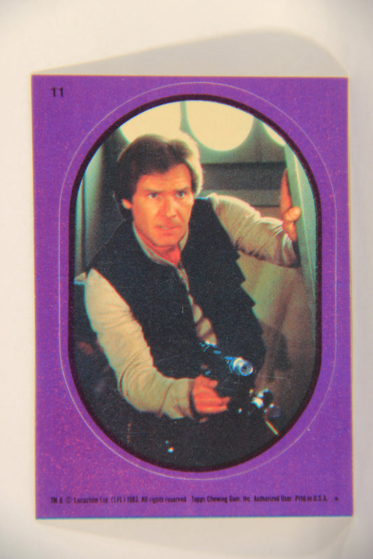 Star Wars ROTJ 1983 Topps Sticker Trading Card #11 Han Solo - Purple - Faulty L018019