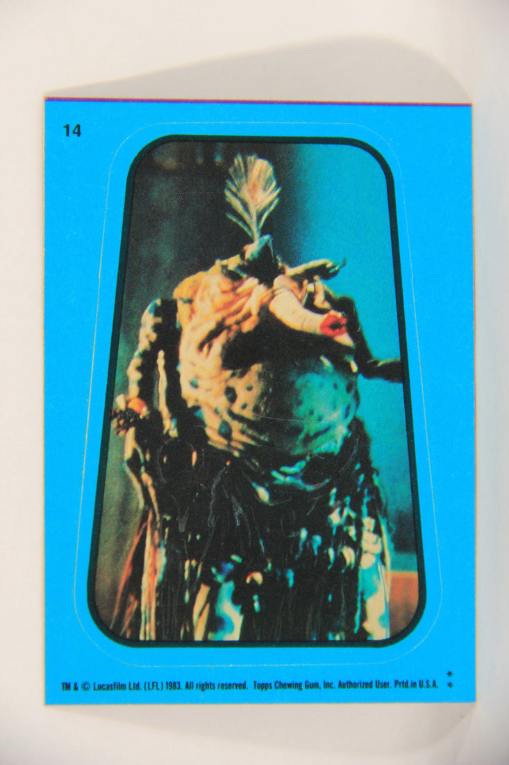 Star Wars ROTJ 1983 Topps Sticker Trading Card #14 Sy Snootles - Blue - Faulty L018020