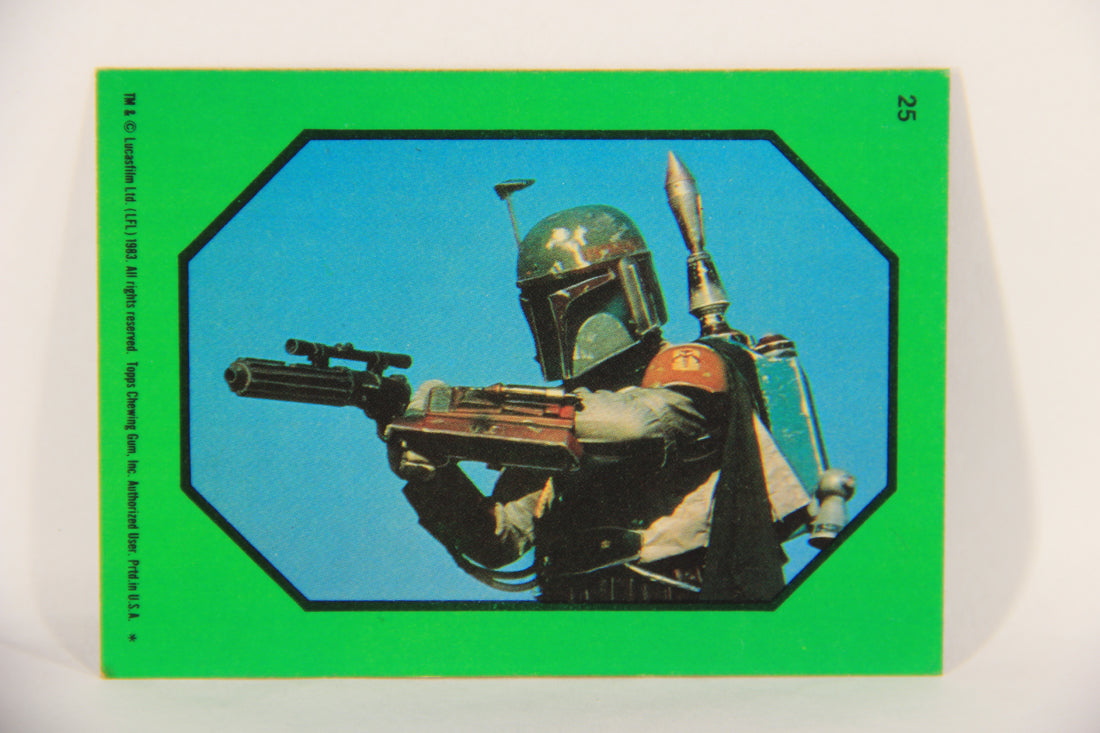 Star Wars ROTJ 1983 Topps Sticker Trading Card #25 Boba Fett - Green - Faulty L018023