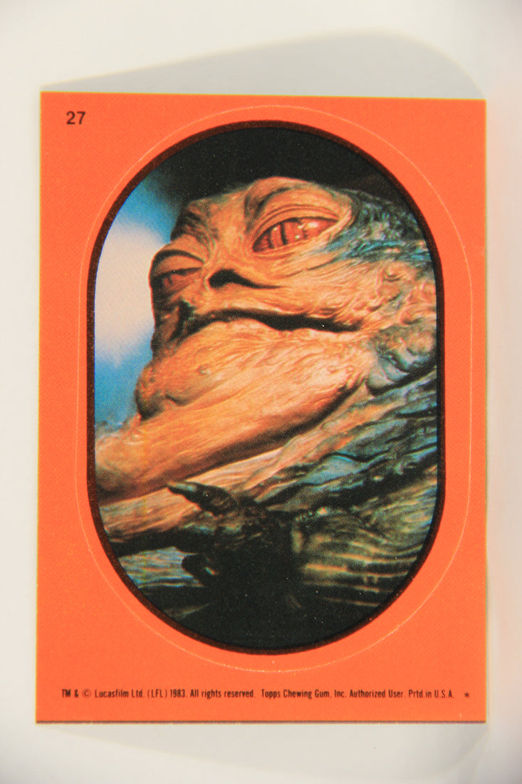 Star Wars ROTJ 1983 Topps Sticker Trading Card #27 Jabba The Hutt - Orange - Faulty L018024