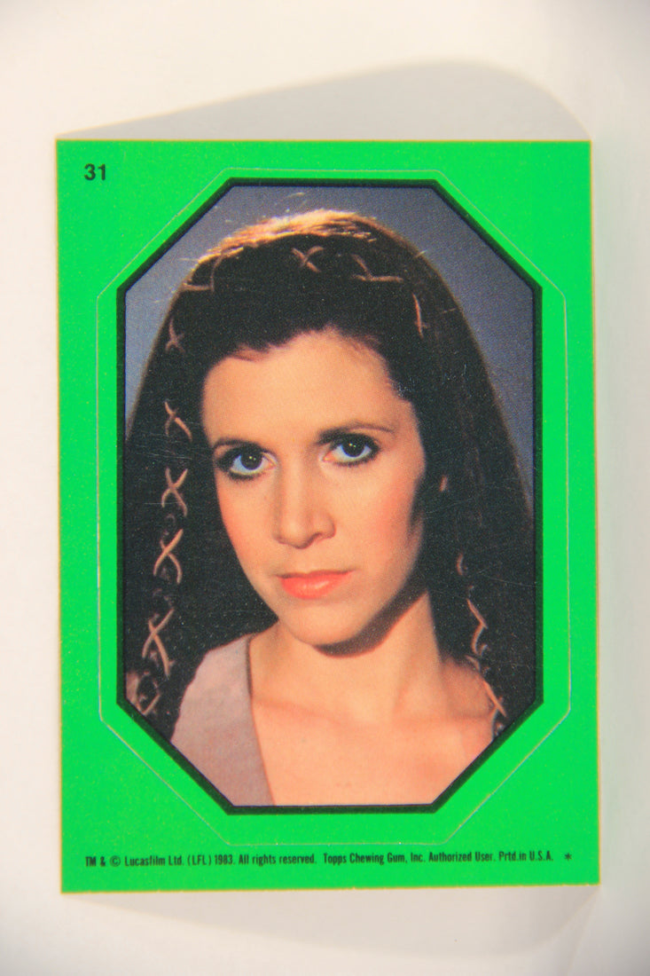 Star Wars ROTJ 1983 Topps Sticker Trading Card #31 Princess Leia - Green - Faulty L018026